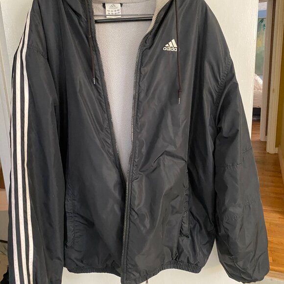 ADIDAS Unisex Full Zip Pockets Fall/Winter Hooded Bomber AWV002 Jacket - Size XL - Picture 3 of 3